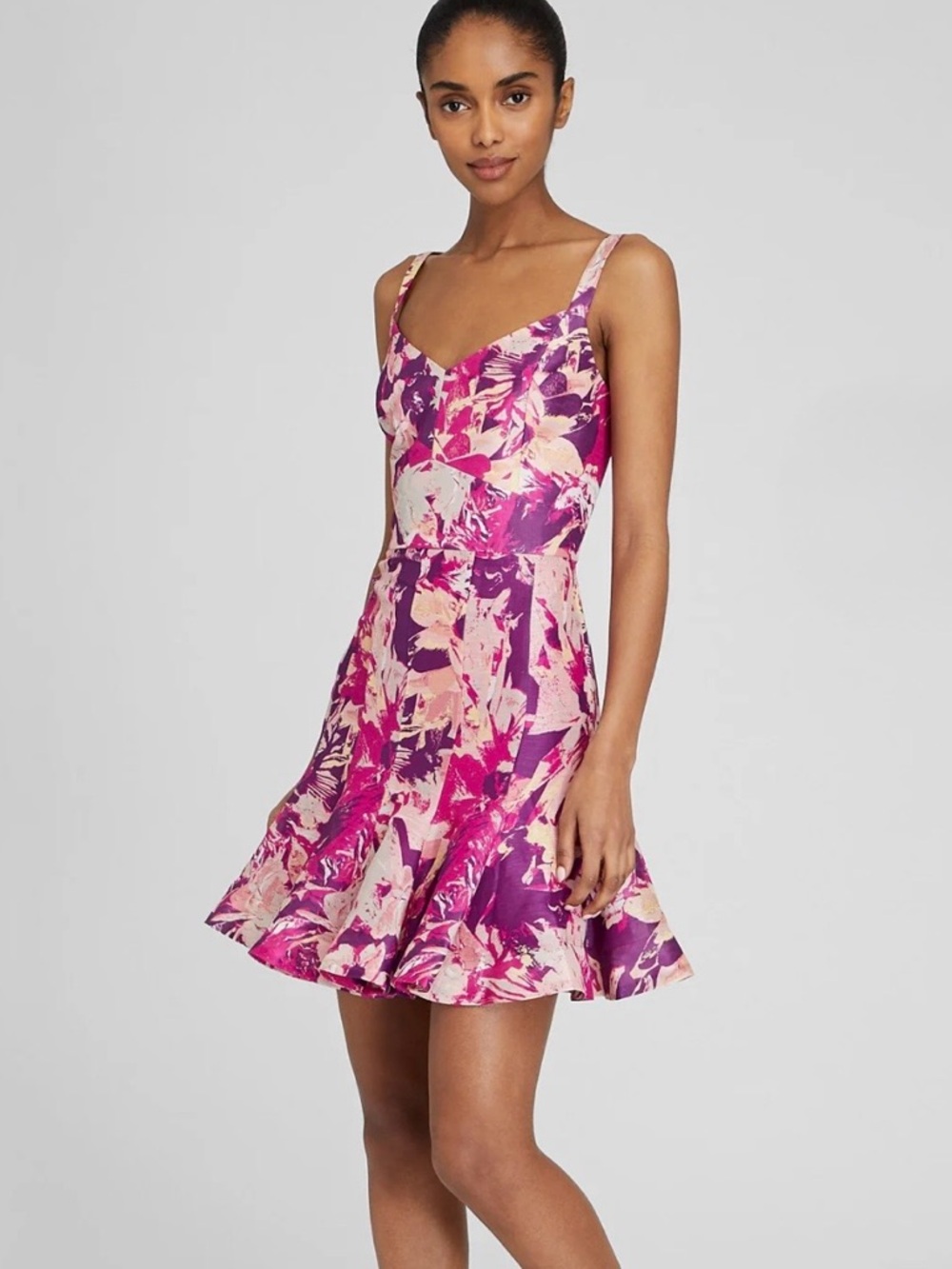 Club Monaco Fluted Hem Floral Mini Dress